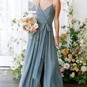 Revelry Hannah Chiffon Faux Wrap Dress